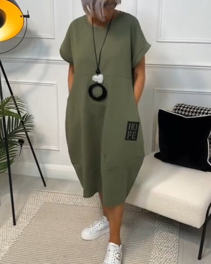 Robe Décontractée Simple à Manches Courtes