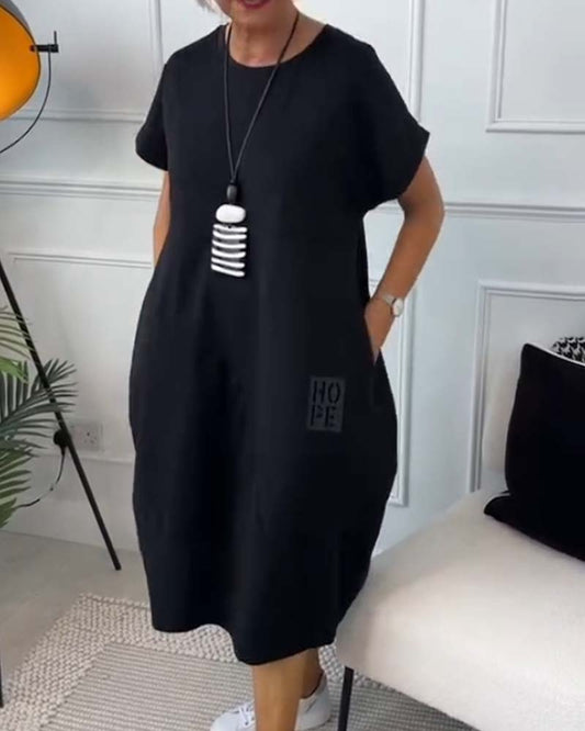 Robe Décontractée Simple à Manches Courtes