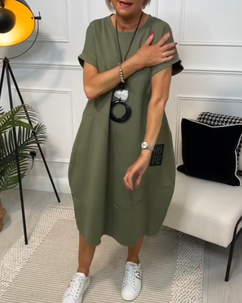 Robe Décontractée Simple à Manches Courtes