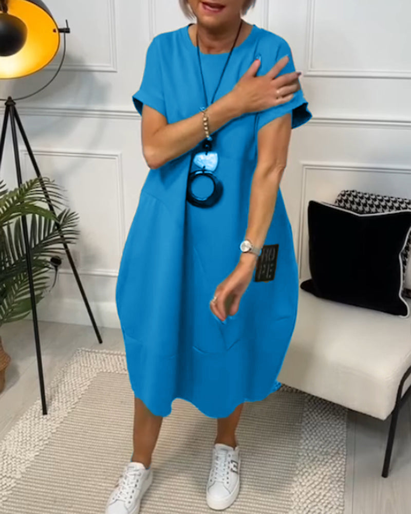 Robe Décontractée Simple à Manches Courtes