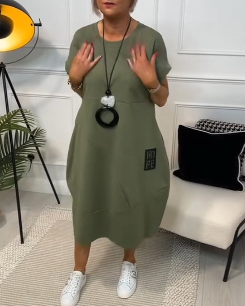 Robe Décontractée Simple à Manches Courtes