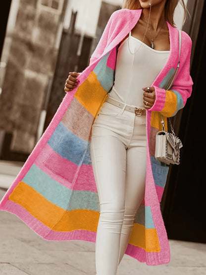 Alros - Cardigan en Tricot à Rayures Pastel