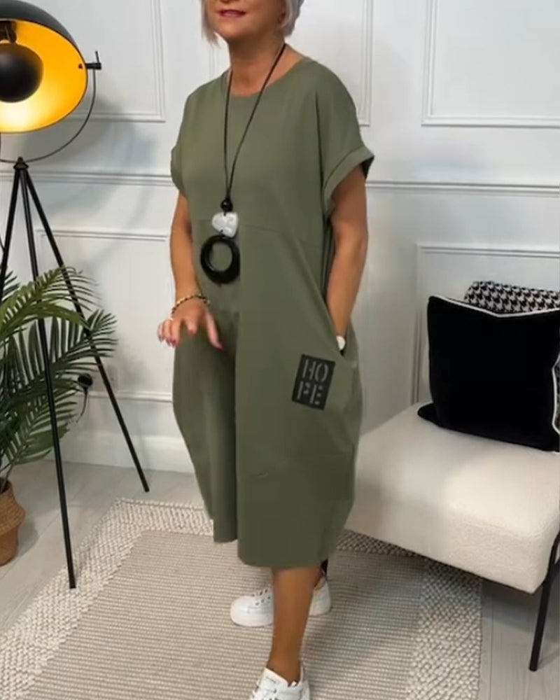 Robe Décontractée Simple à Manches Courtes
