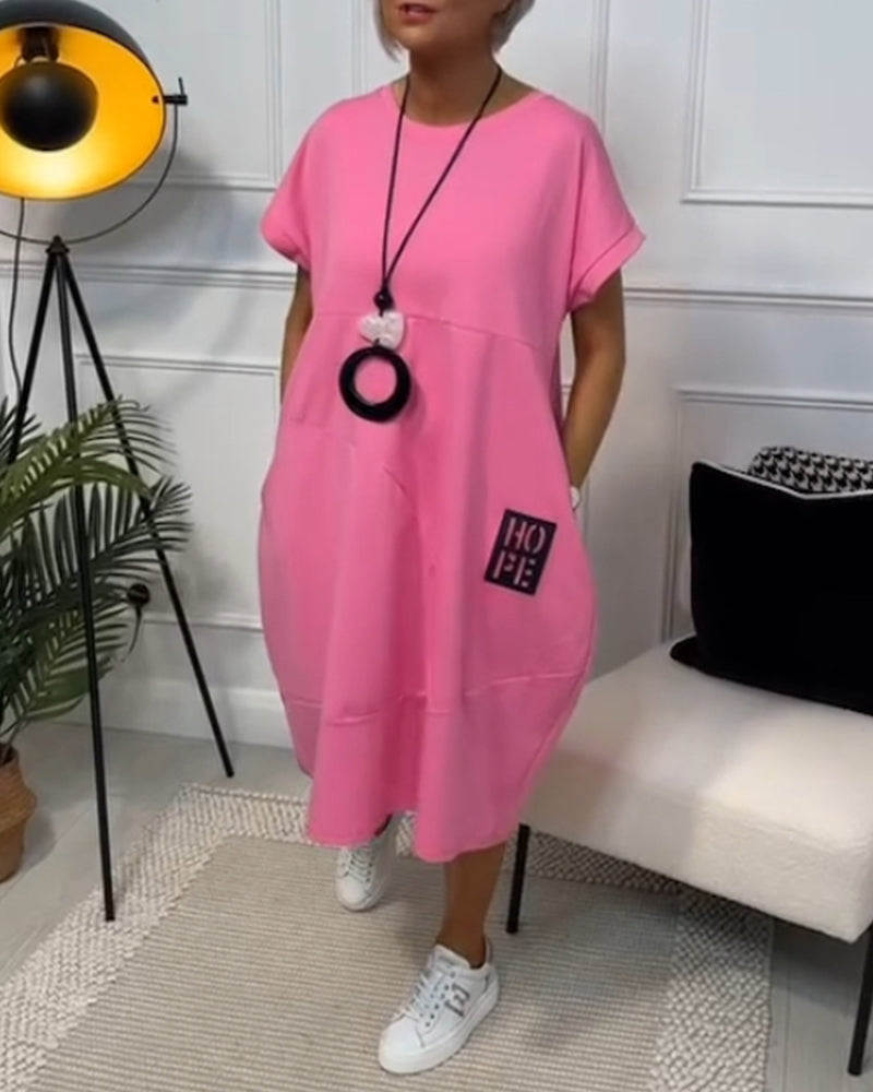 Robe Décontractée Simple à Manches Courtes