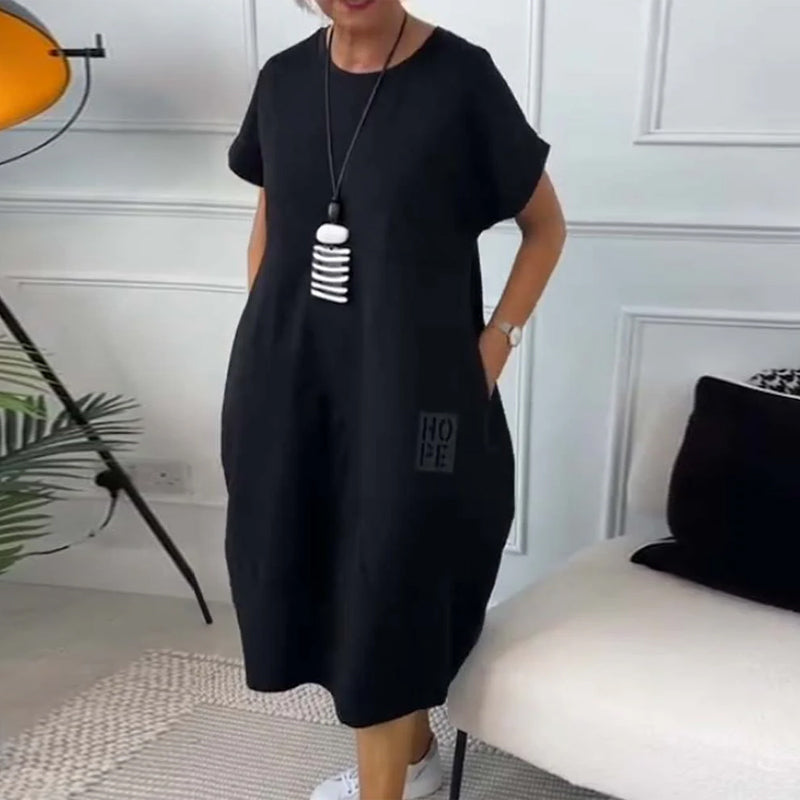 Robe Décontractée Simple à Manches Courtes