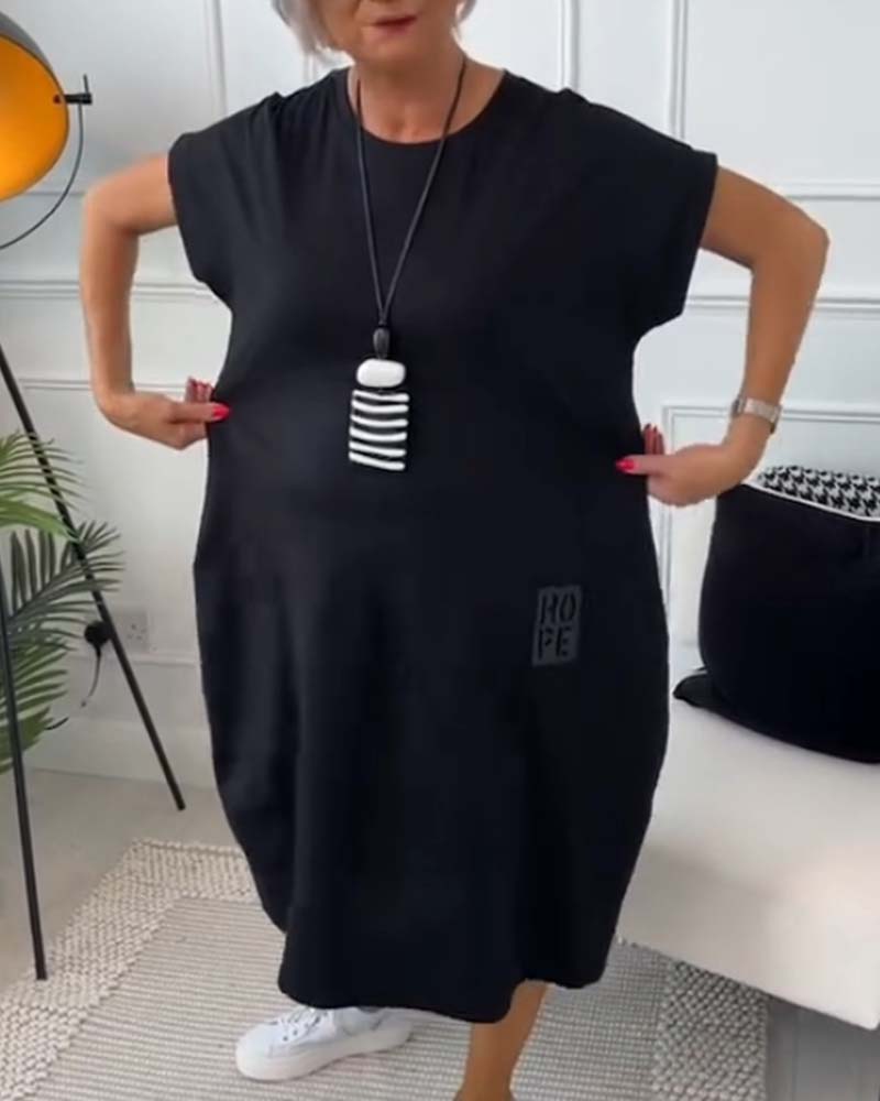 Robe Décontractée Simple à Manches Courtes