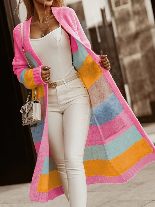 Alros - Cardigan en Tricot à Rayures Pastel