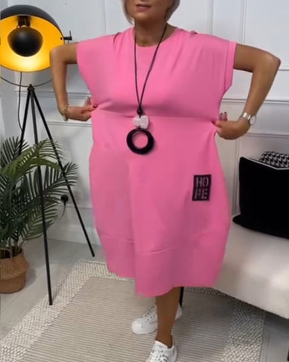 Robe Décontractée Simple à Manches Courtes