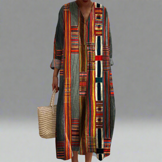 Marianne™ | Robe maxi Boho à rayures géométriques