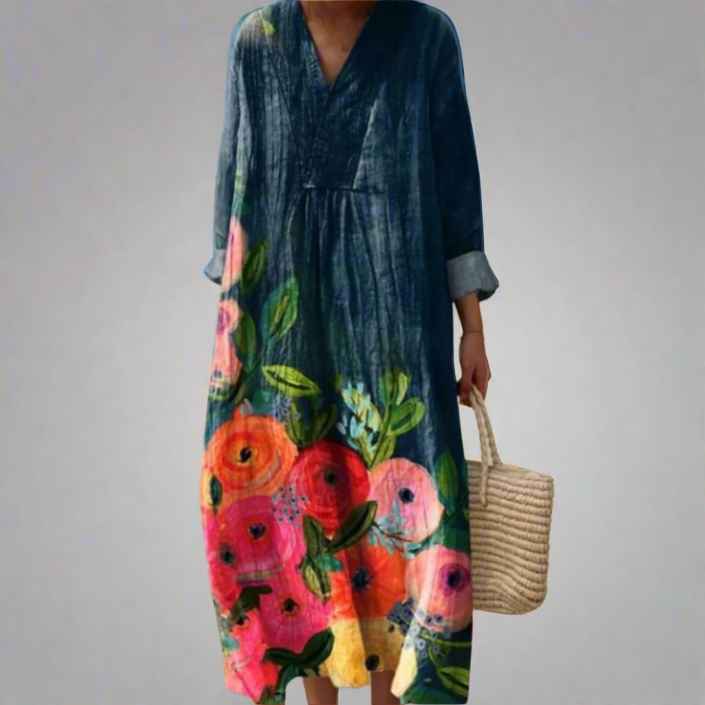 Poppy™ | Robe maxi en coton à fleurs aquarelle