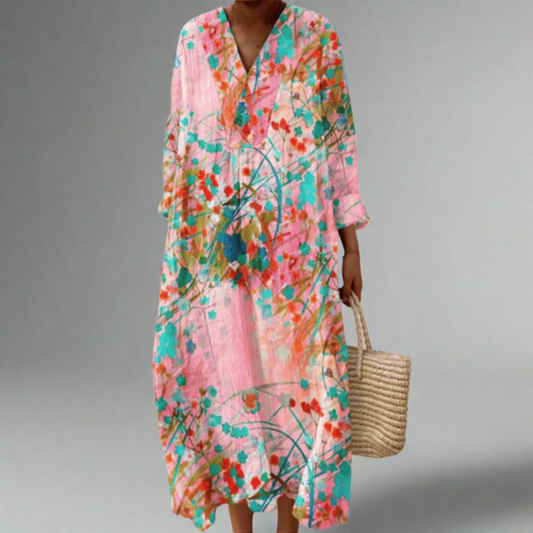 Lana™ | Robe fluide florale en blush doux