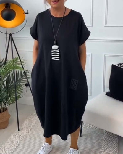 Robe Décontractée Simple à Manches Courtes