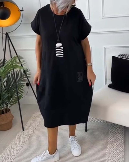 Robe Décontractée Simple à Manches Courtes