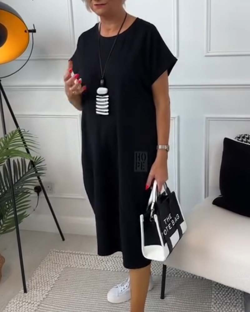 Robe Décontractée Simple à Manches Courtes