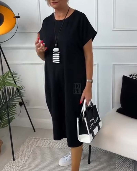 Robe Décontractée Simple à Manches Courtes