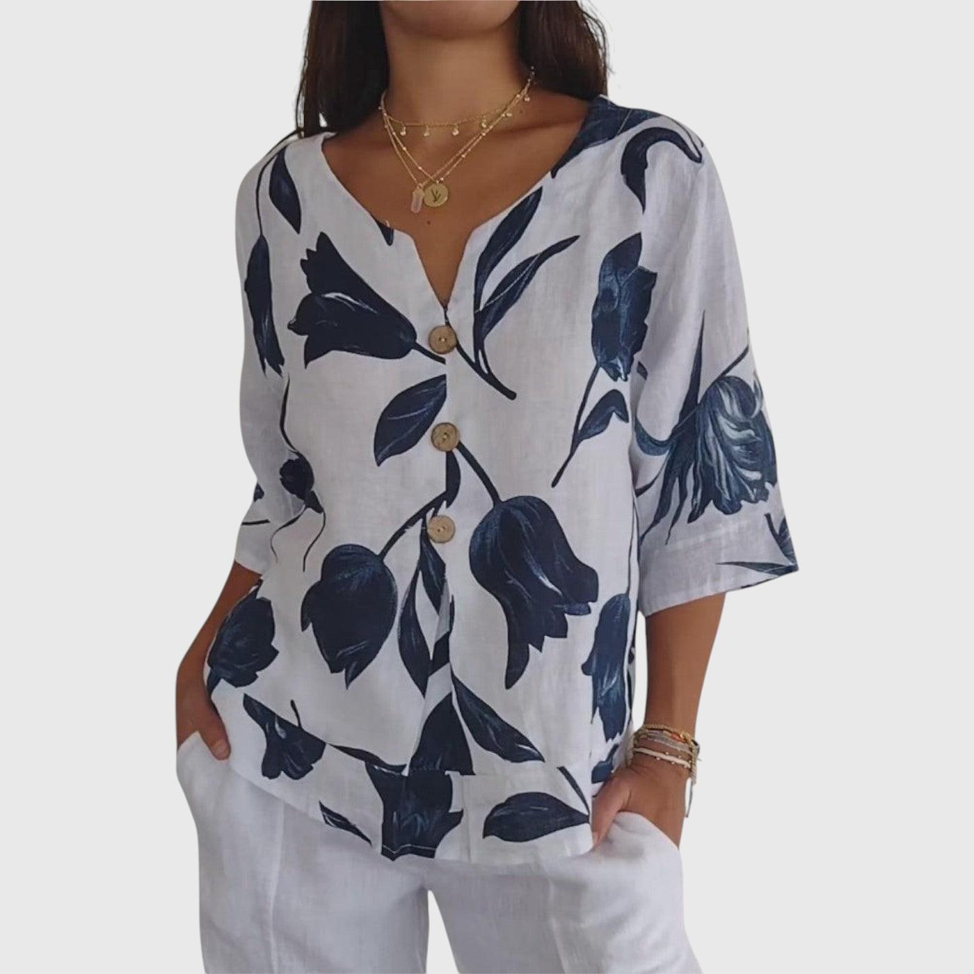 Kim - Chemisier Floral Élégant
